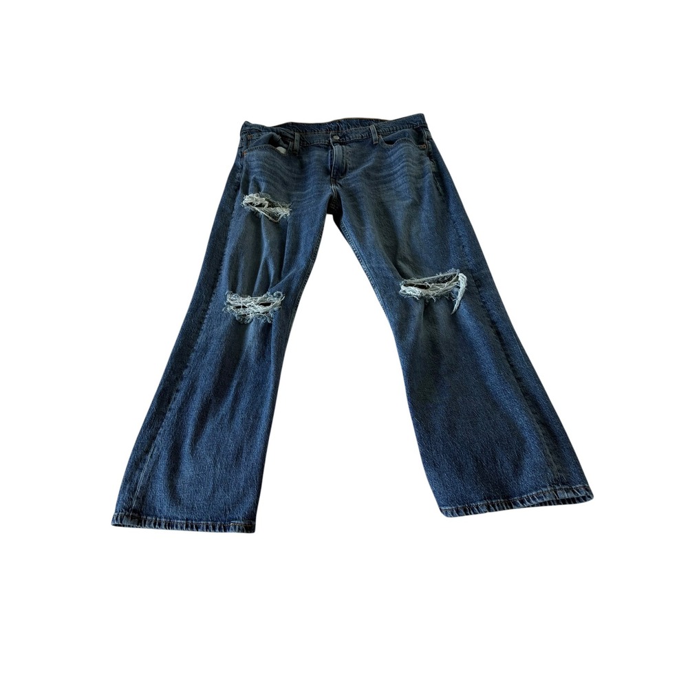 Levis 541 Athletic Taper Distressed Ripped Blue Denim Jeans Mens 40x32